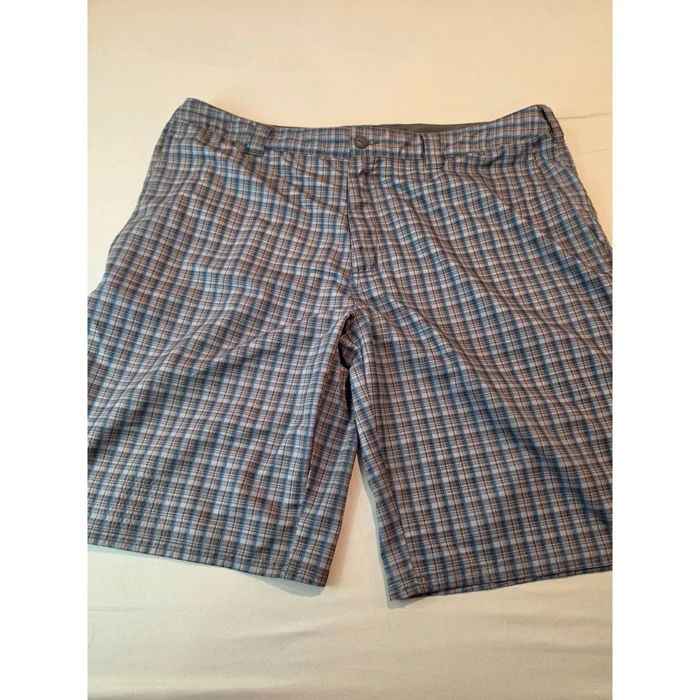 The North Face Mens Plaid Hiking Shorts Brown Blue CFX0 Size 38 Regular